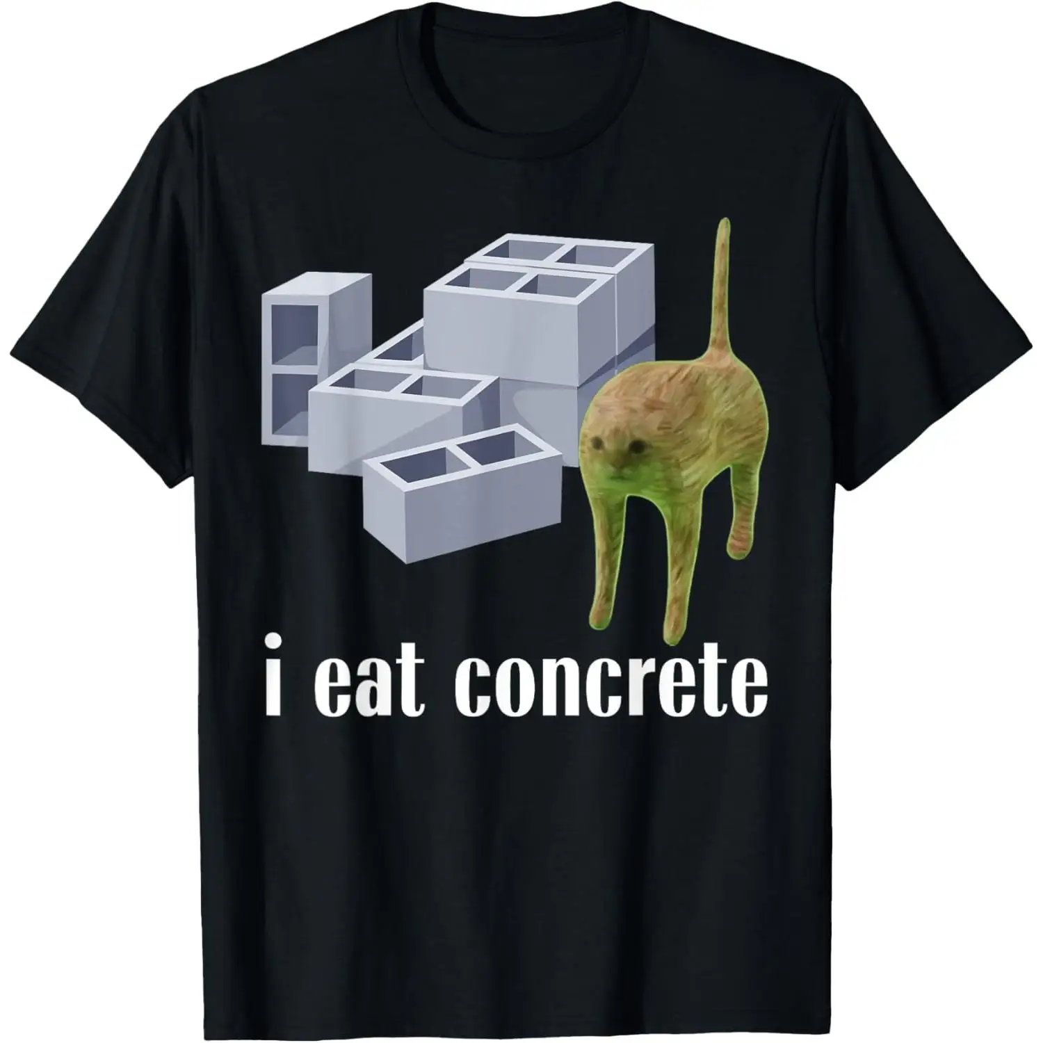 

Unisex Funny I Eat Concrete T-shirt Men Women Abstract Meme Graphic Tee Humorous Cat Streetwear Top