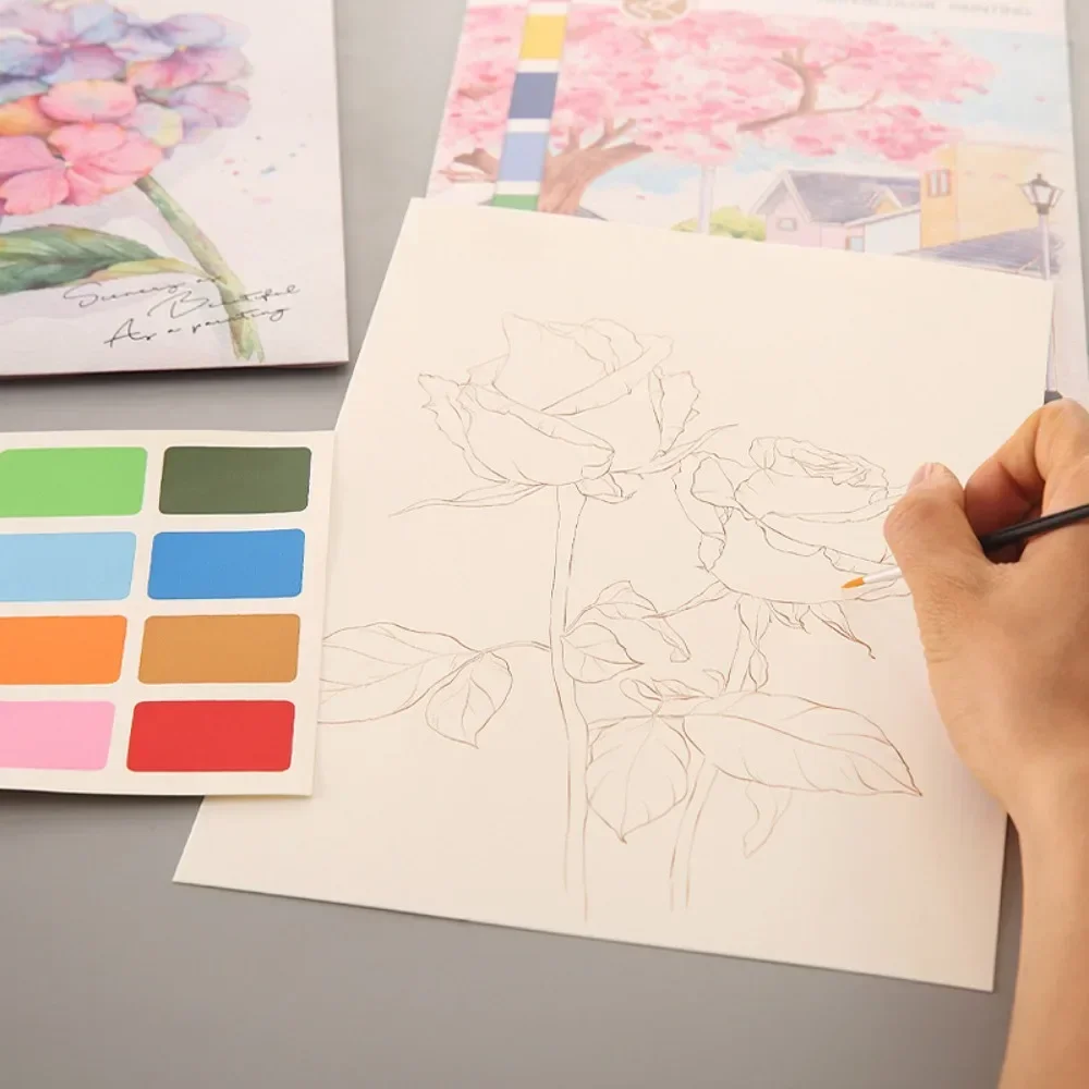 1pc Portable Kids Watercolor Painting Book Gouache Graffiti Coloring Books Drawing Paper