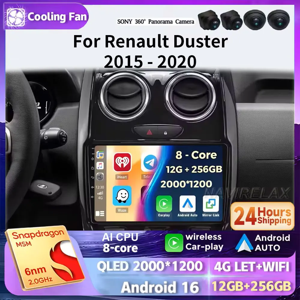 Android 16 For Renault Duster 2015 2016 2017 2018 2019 2020 Lada Largus 2021 Navigation GPS Auto Radio No 2din DVD Dash Cam HDR