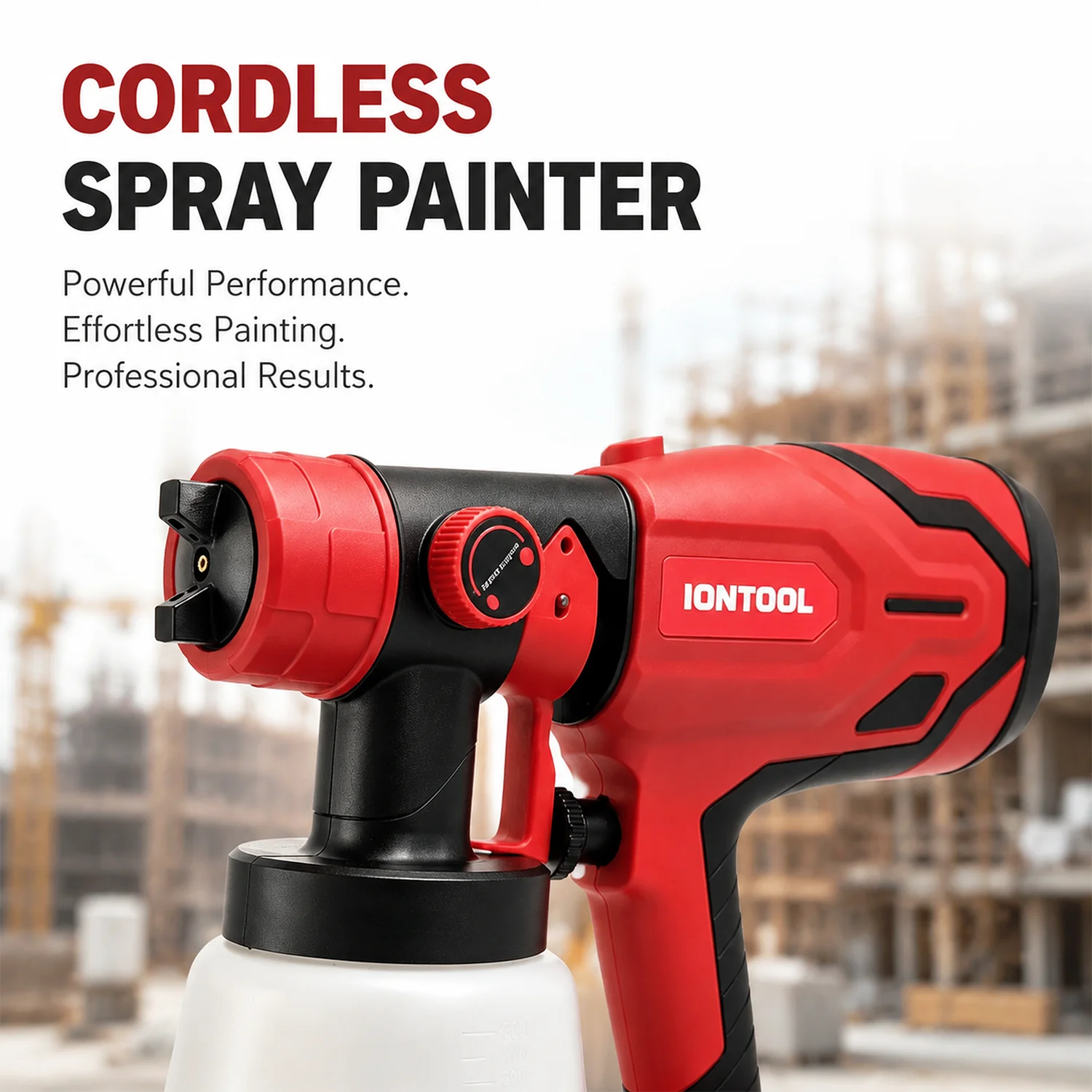 IONTOOL Red Cordless Electric Spray Gun 180W For Professional Interior Wall Painting and Cabinet Refinishing and Coating