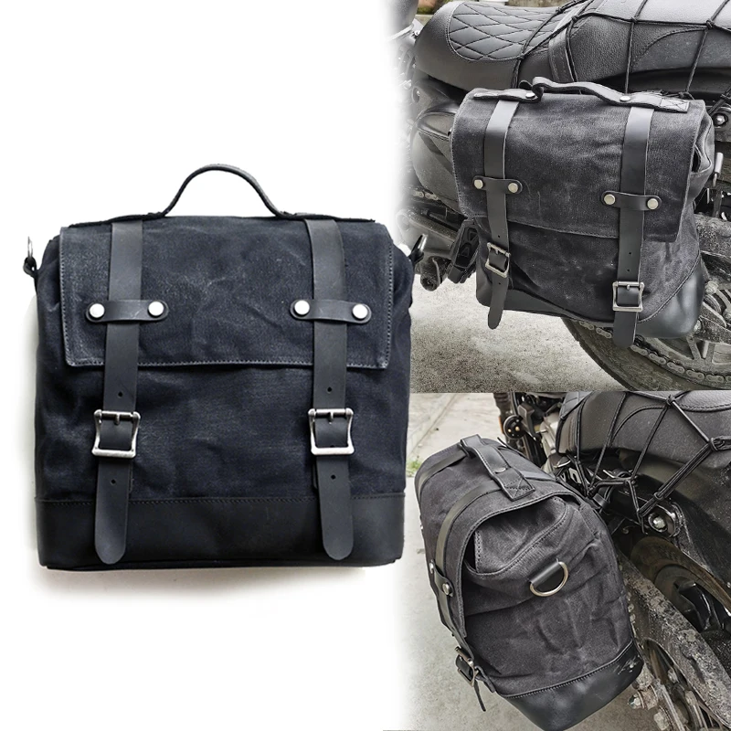 Retro Locomotive Side Bag Universal Waterproof Side Bag Motorcycle Canvas Bag Knight Saddle Bag