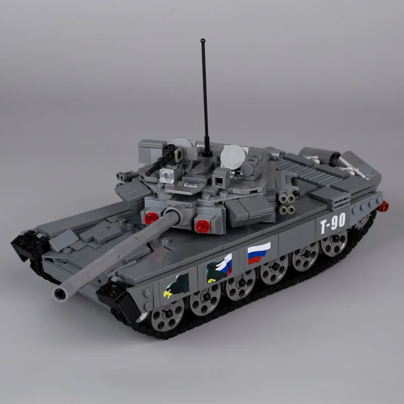 Military World War II Russian T90 Main Battle Tank MOC Soldier Carrier Tracked Armored Vehicle Assembled Building Blocks Toys