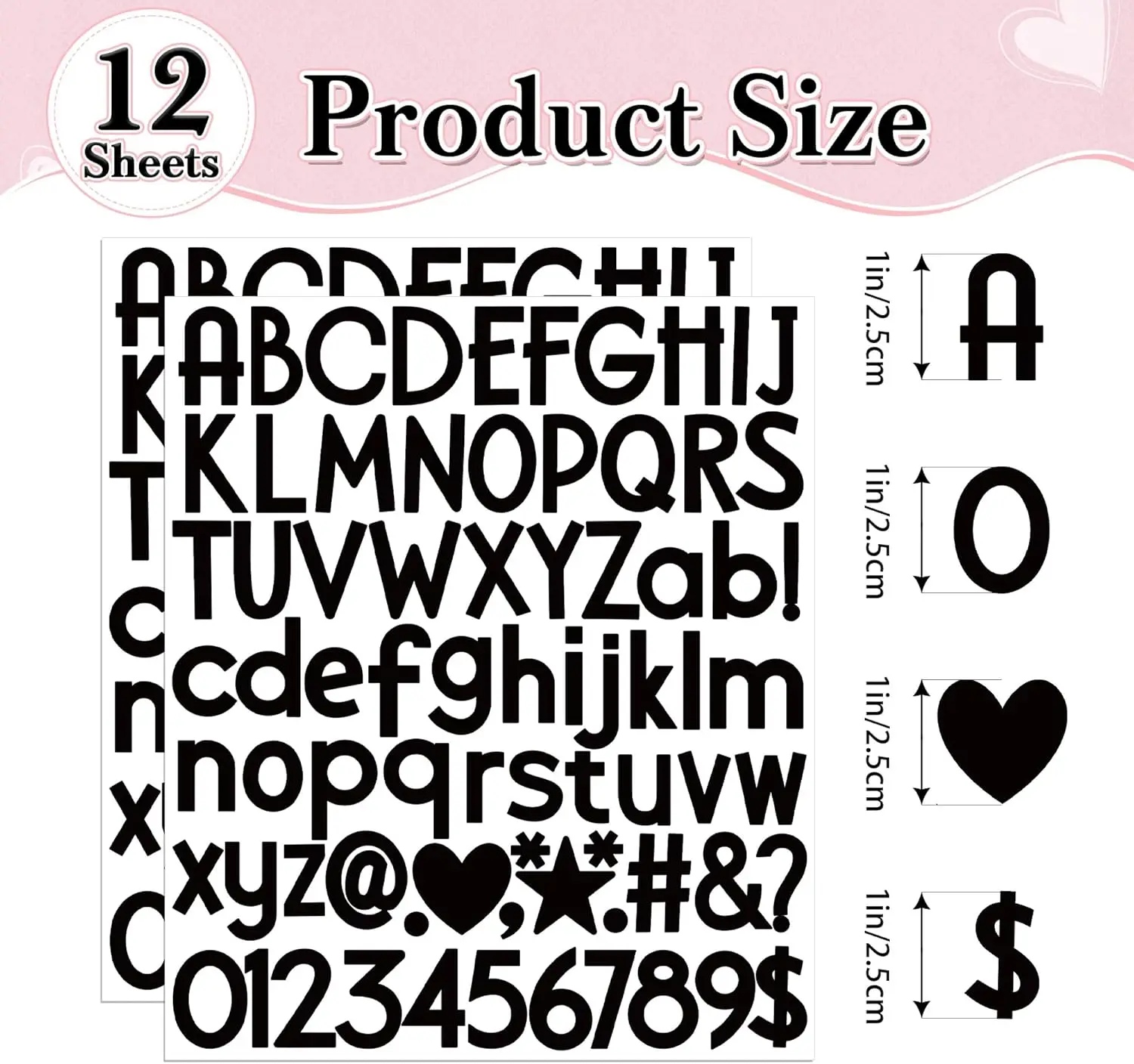 12 Sheets 1 Inch Self Adhesive Waterproof Vinyl Letter Stickers Alphabet Stickers For DIY Crafts Water Bottles Classroom Decor