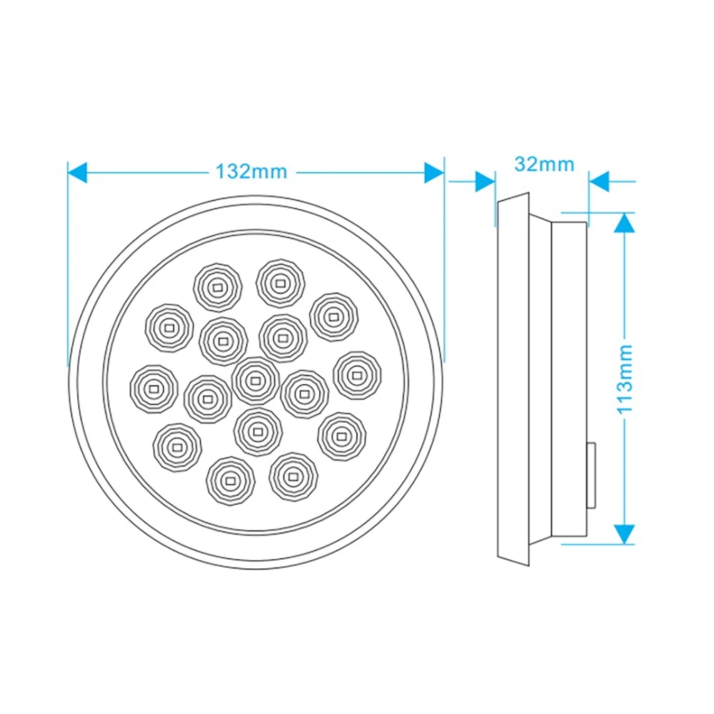 

2Pcs 12V-24V 16LED Car Round Red Taillights Rear Fog Light Stop Brake Running Reverse Lamp For Truck Trailer Lorry