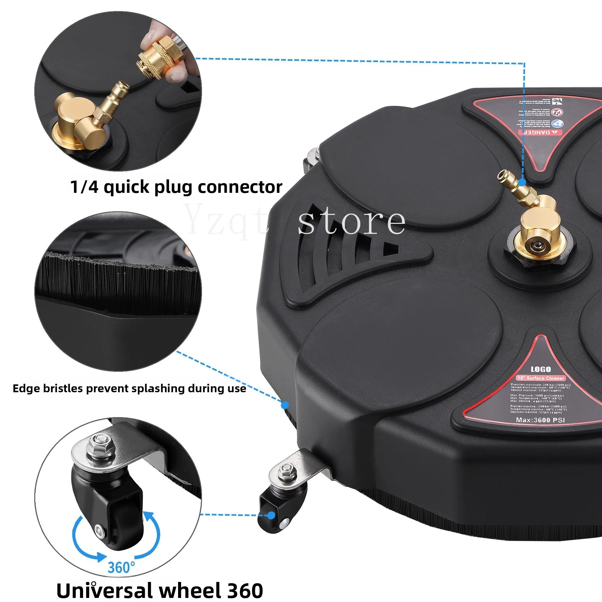 Cross-border factory direct sales high pressure cleaner 13-inch round washing site multi-functional pavement courtyard cleaning