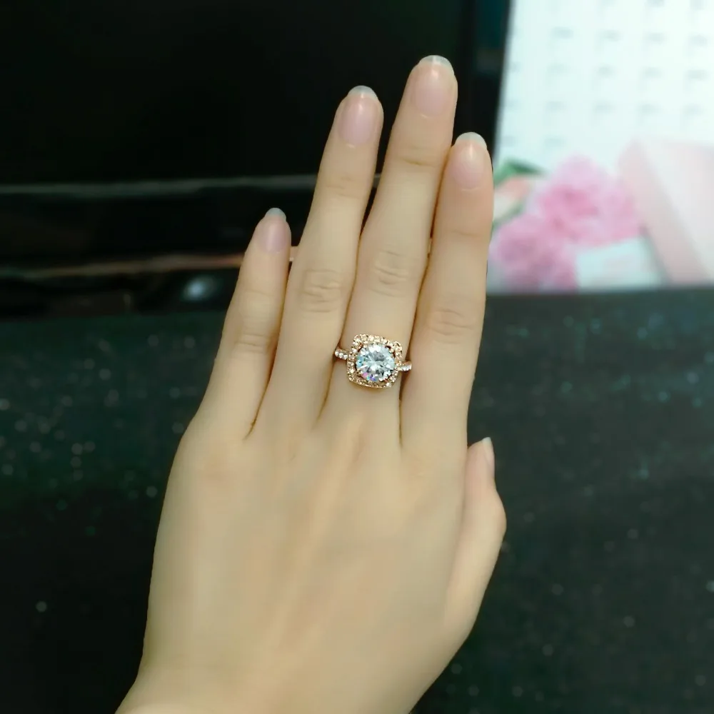 Double Fair Unique Big AAA+Cubic Zirconia Engagement Wedding Rings Rose Gold Color Fashion Retro Jewelry For Women anel DFR111