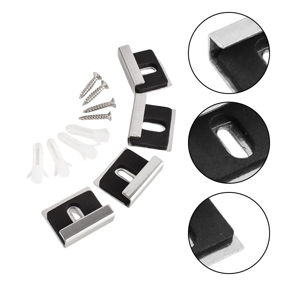 4 Sets Mirror Holder Clips with Screws for Wall Mounting Heavy Mirrors and Glass Panels in Bathrooms Kitchens and Living Rooms