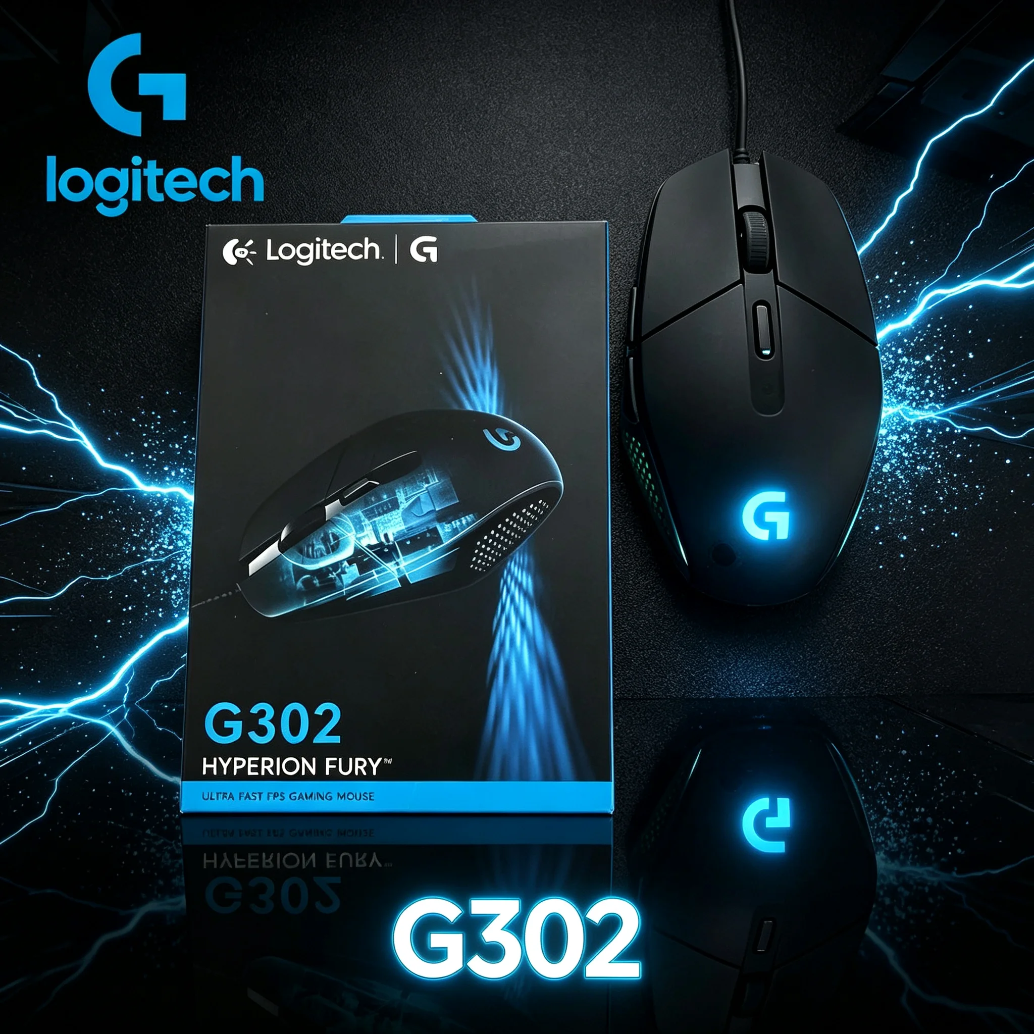 Logitech G302 MOBA Focused Wired Gaming Mouse USB 4000 DPI Sensor RGB Glow Mice For Gamer Daily Office Computer Use