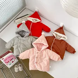 MILANCE Winter New Children's Fur Jacket 0-3Y Baby Girls Fleece Lining Hooded Cotton Coat Toddler Boys Warm Outwear