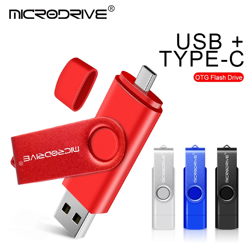 โลหะ OTG 2 IN 1 ประเภท C ไดรฟ์ปากกา 128GB usb memory stick 4GB 8GB 32GB 64GB 128GB cle usb cle usb แฟลชไดรฟ์ memoria usb