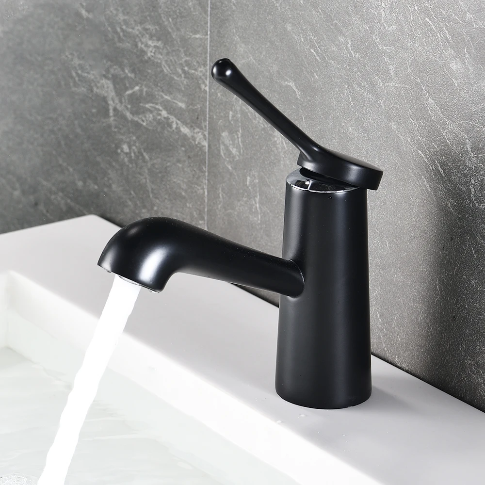 

Basin Faucets Modern Black Bathroom Faucet pipe faucets Single Hole Cold and Hot Water Tap Basin Faucet Mixer Taps 855872