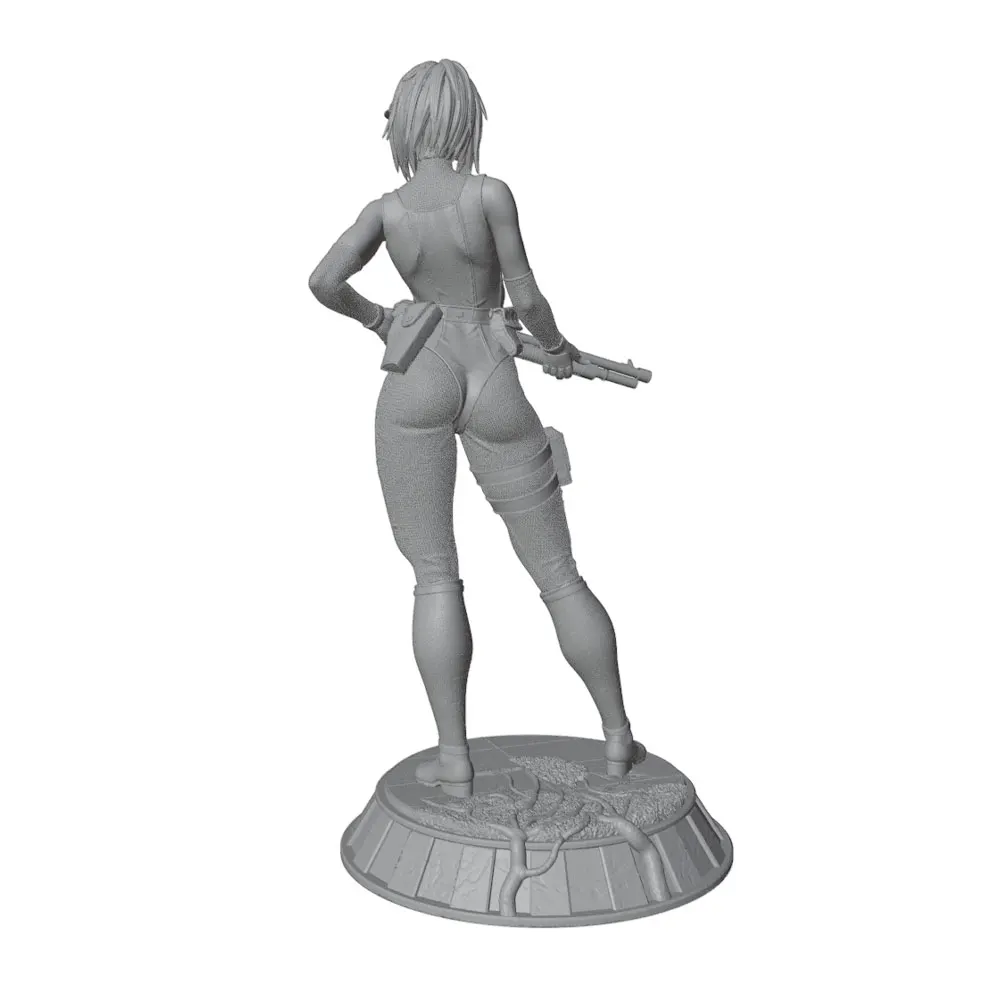 1/24/6 classic tactical style female warrior, cute young girl resin model kit, GK mini 3D printed gray model statue, unpainted
