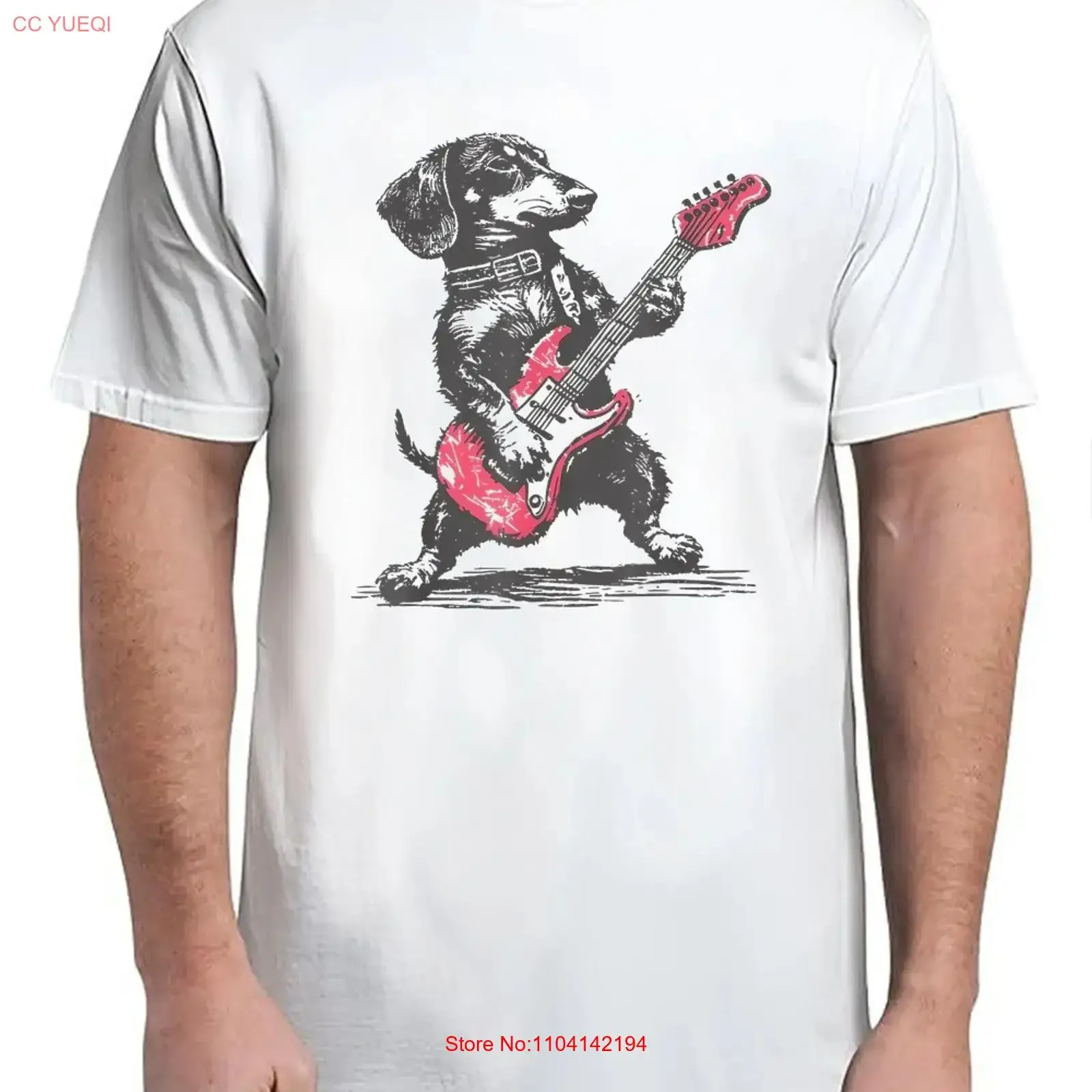 vintage dachshund weenie playing guitar T Shirt Aesthetic S 4XL vintage Washed Slightly designer clothes graphic Stretched