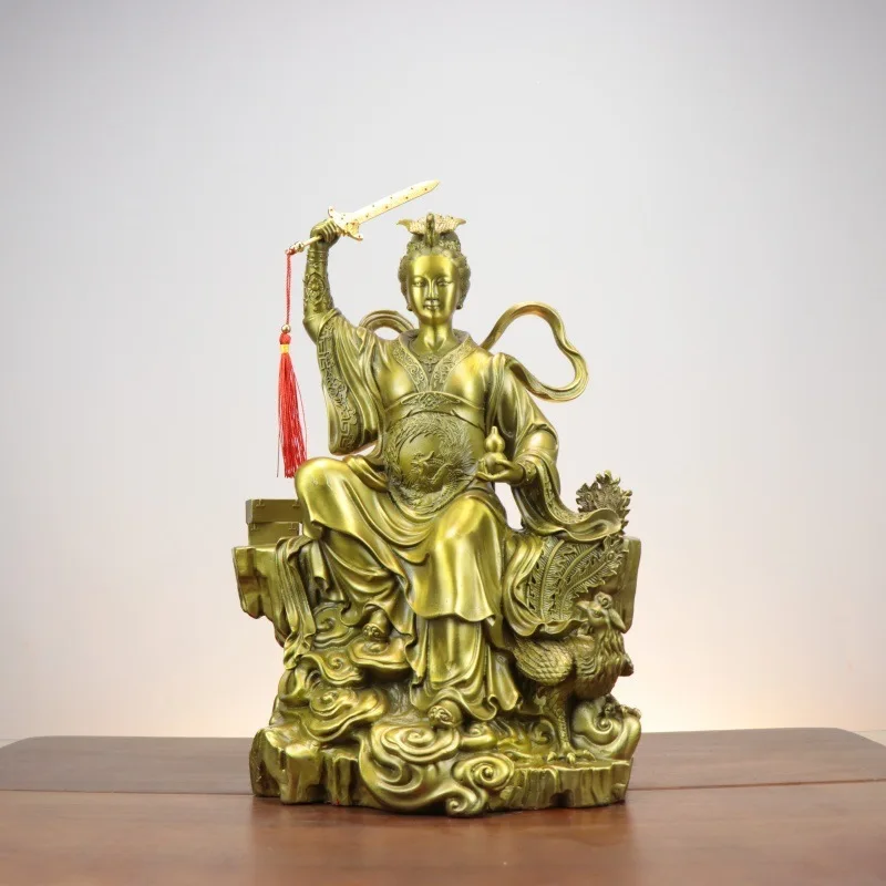 Brass Statue Of Huangtian Xuanv, A Female General Of Zhao Xuantan, For Home Use In The Living Room Or Buddhist Hall