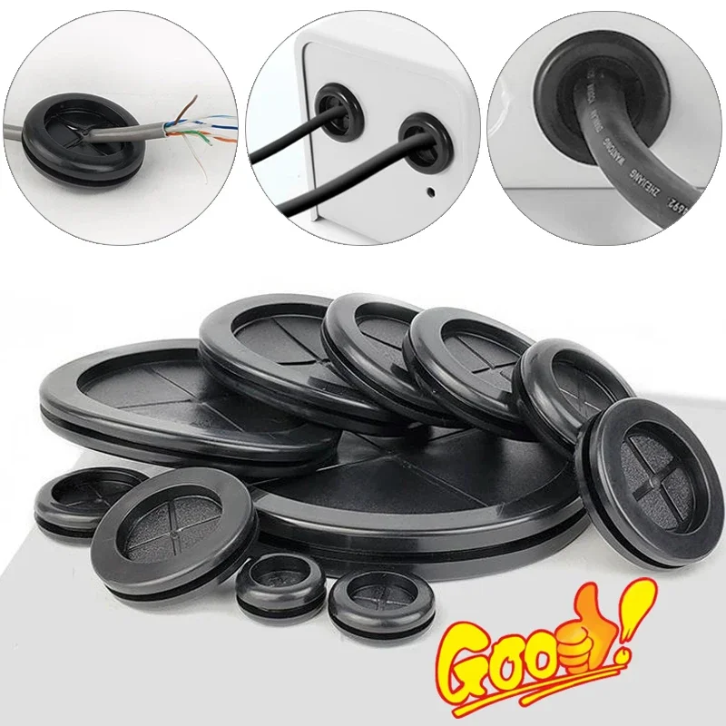 Round Dustproof Rubber Wire Grommet circlip cable protector O Ring Seal wire hole cover cable holder Hole Plug Gaskets accessory