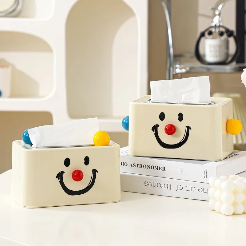 Cream Tissue Box Toilet Paper Storage Box Desktop Napkin Holder Cute Colorful Ball Bathroom Paper Dispenser Home Decoration