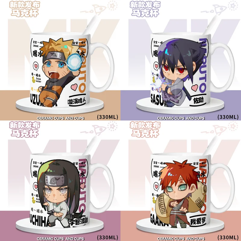 

Naruto anime peripherals Kawaii Uchiha Obito Uchiha Itachi Sasuke Kakashi Gaara creative mug breakfast milk cup gift wholesale