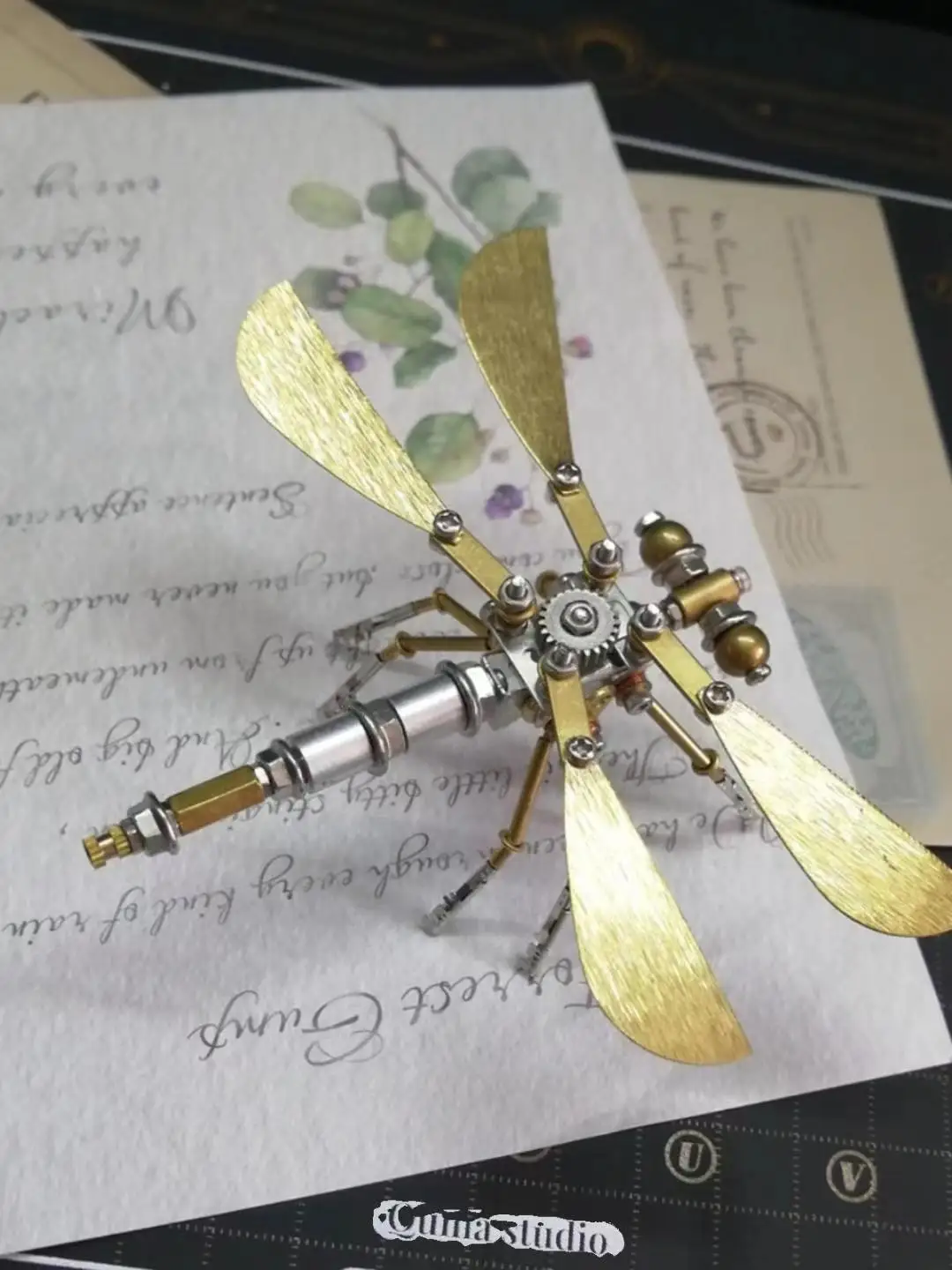 Giant vein Dragonfly mechanical insect metal assembly model steampunk decoration 3d stereo puzzle toy