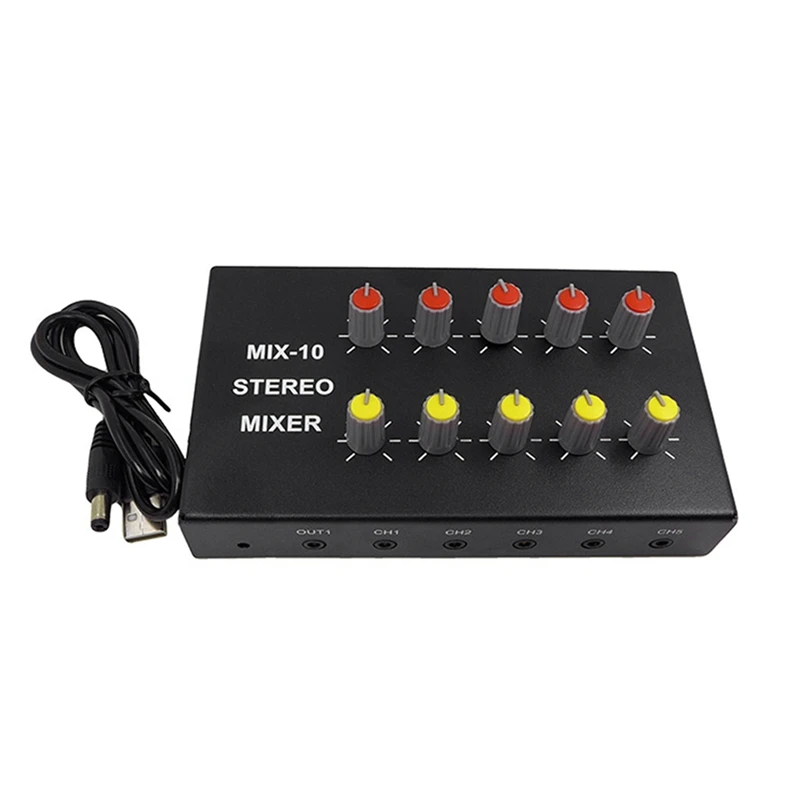 

Top Deals 10Way Stereo Audio Signal Mixer Board Headphone Amplifiers Sound Mixing Distributor 3.5MM Aux 2 Input 10 Output