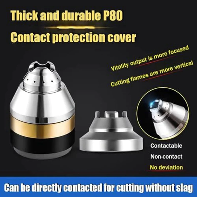 P80 Plasma Cutting Nozzle Protective Cover, Plasma Cutter Tips Electrodes Cover, Contactable Protective Cover