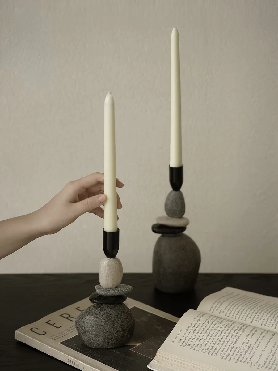 Stone Candlestick Candle Ornament Homestay Cafe Restaurant Premium Candlestick Ornament