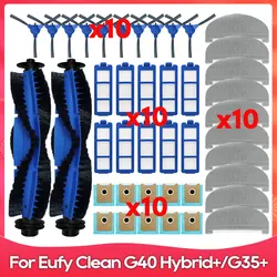 Compatible avec Eufy Clean G40 Hybrid+ / G35+ Brosse Latérale, Filtre, Chiffons de Nettoyage Mop, Pièces de Rechange et Accessoires pour Aspirateur Robot.