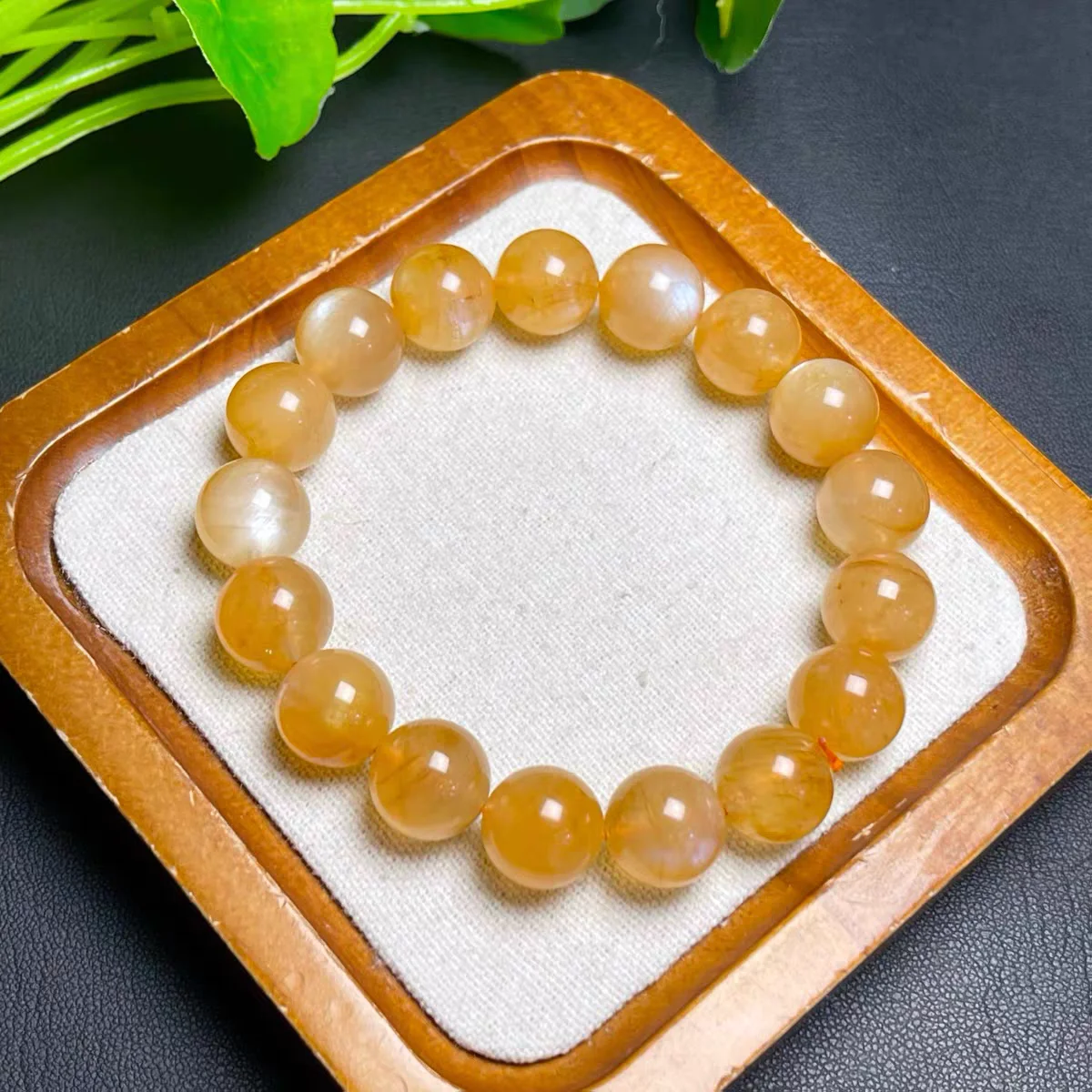 Natural Orange Andesine Sunstone Gemstone Bracelet 7mm 12mm Clear Round Beads Women Men Stretch Crystal Moonstone AAAAAAA