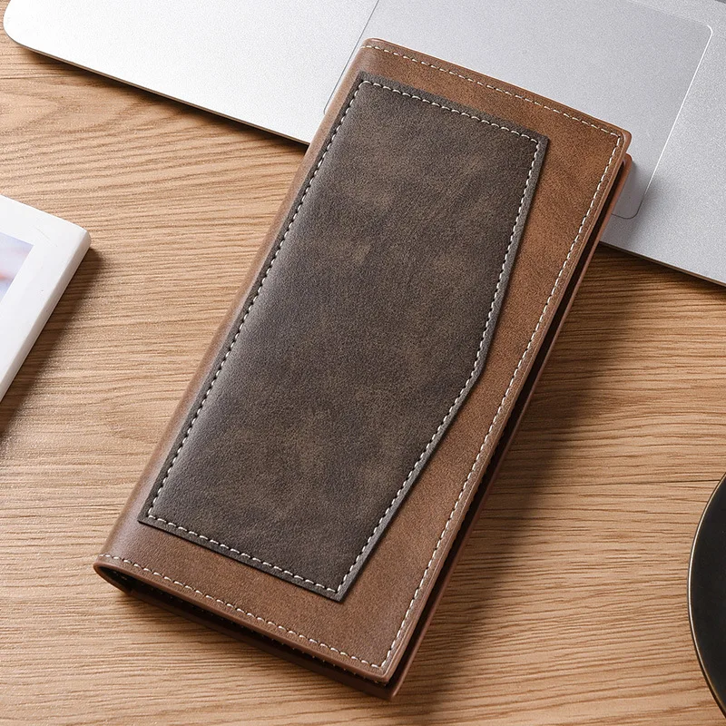 Herren-Geldbörse Retro Lange Clutch-Tasche PU-Leder Dünne Herren-Business-Kreditkartenhalter Münzbörse Einfarbige Geldklammer Geldbeutel