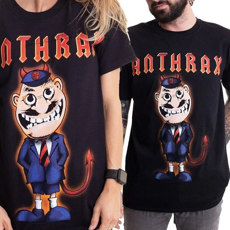 Camiseta de manga corta personalizada con la mascota de ANTHRAX, estilo rock, banda de metal Jinkers, original americana, para skateboarding.