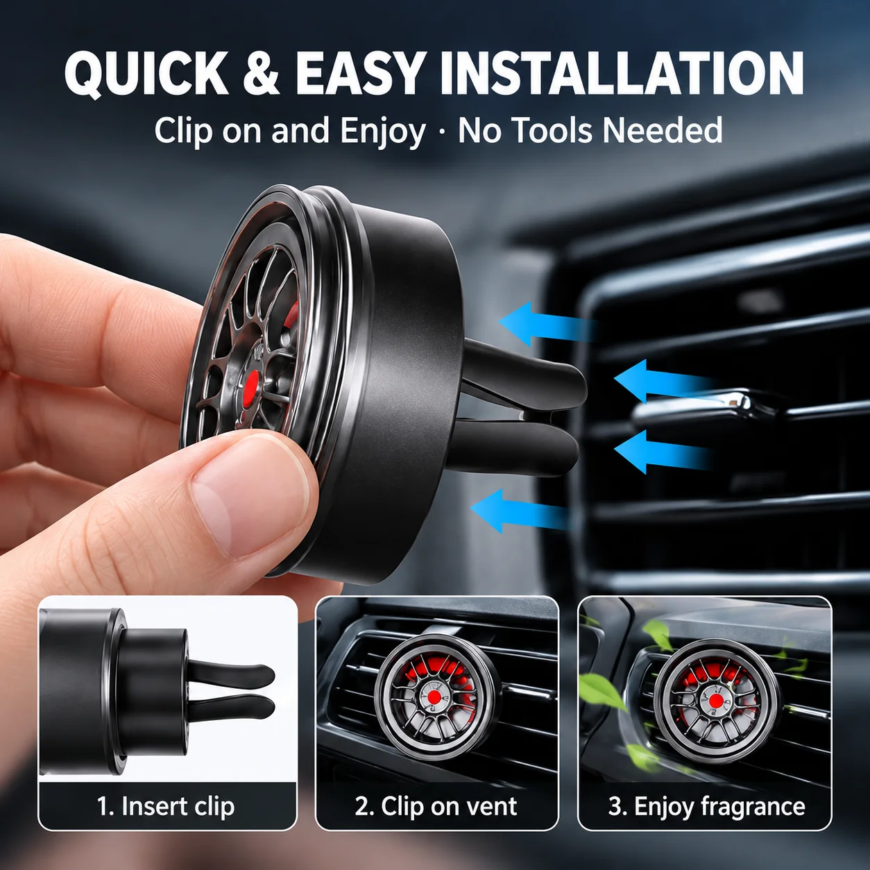 Rotatable Car Air Freshener Clip Car Air Vent Aromatherapy Wheel Rotating Fragrance Ornament Decorative Car Accessories