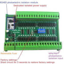 16-48 DI NPN/PNP Digital Switch PLC IO Expansion Board 3000VDC Optical isolation Input RS485 Modbus RTU Module