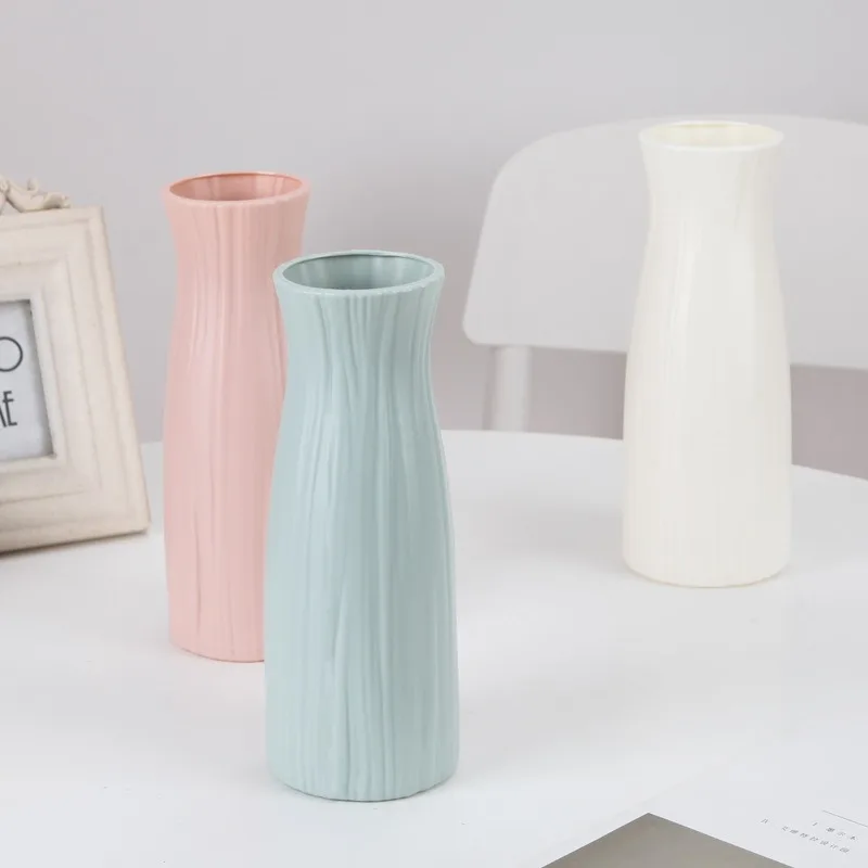 1Pc Nordic Flower Vase Minimalist Style Solid Color Plastic Pot Decoration Home Desk Plant Wedding Table Contain Arrangement