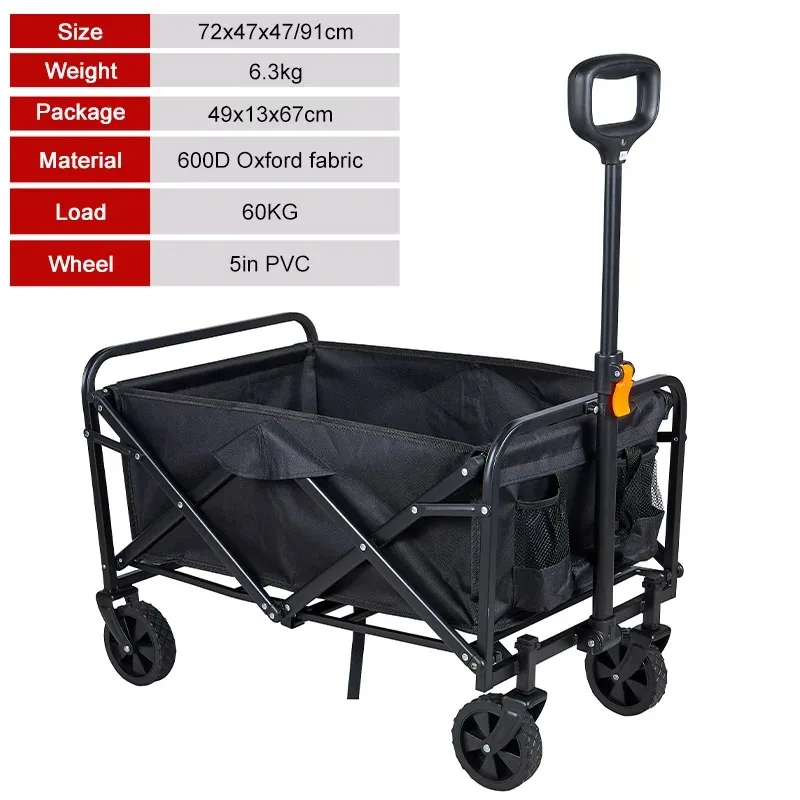 Portable Utility Beach Trolley Steel Garden Foldable Camping Stroller Wagon Big Wheels for All Terrains