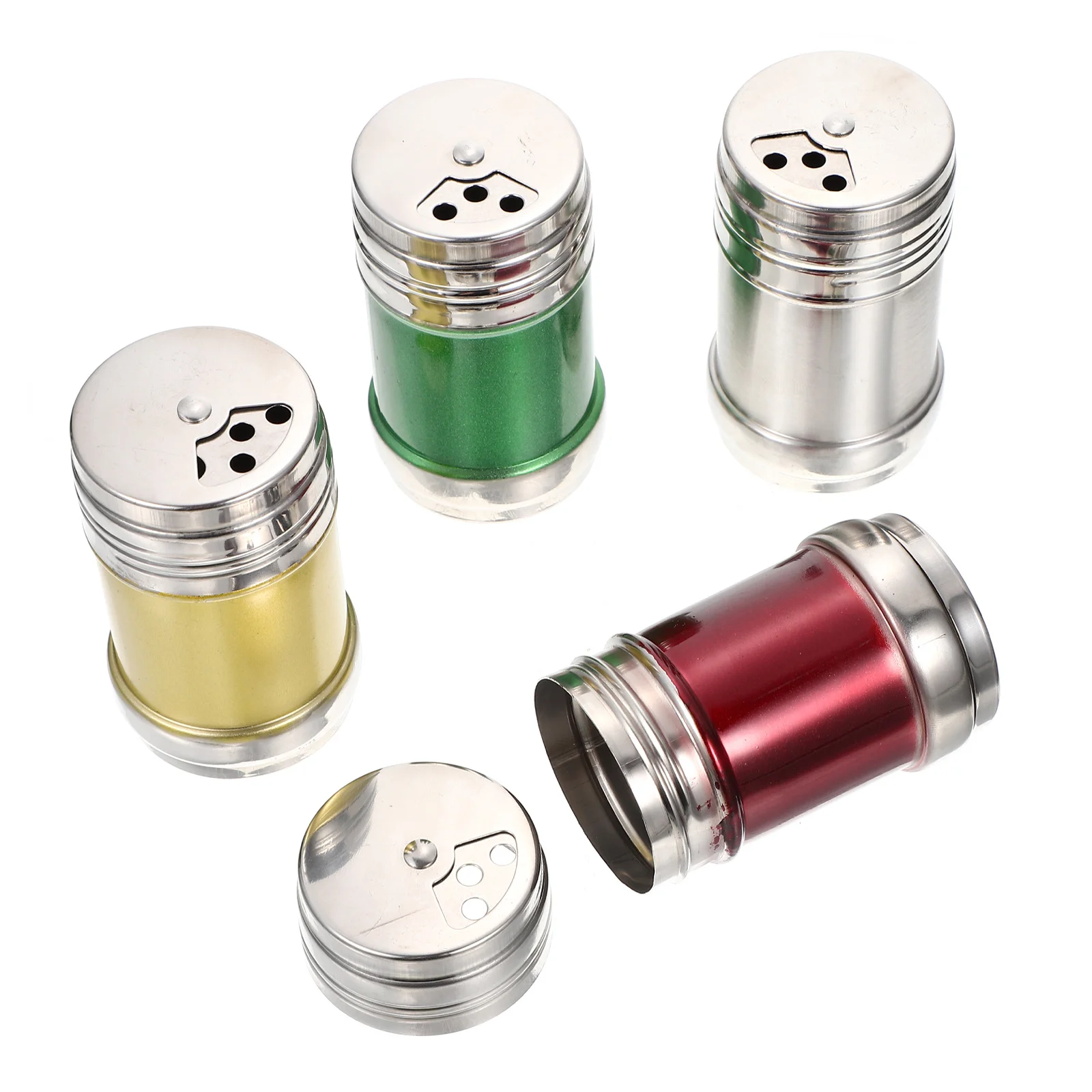 

4Pcs Stainless Steel Seasoning Containers Fine Workmanship Easy Clean Home Restaurant Cooking Salt and Pepper Shakers