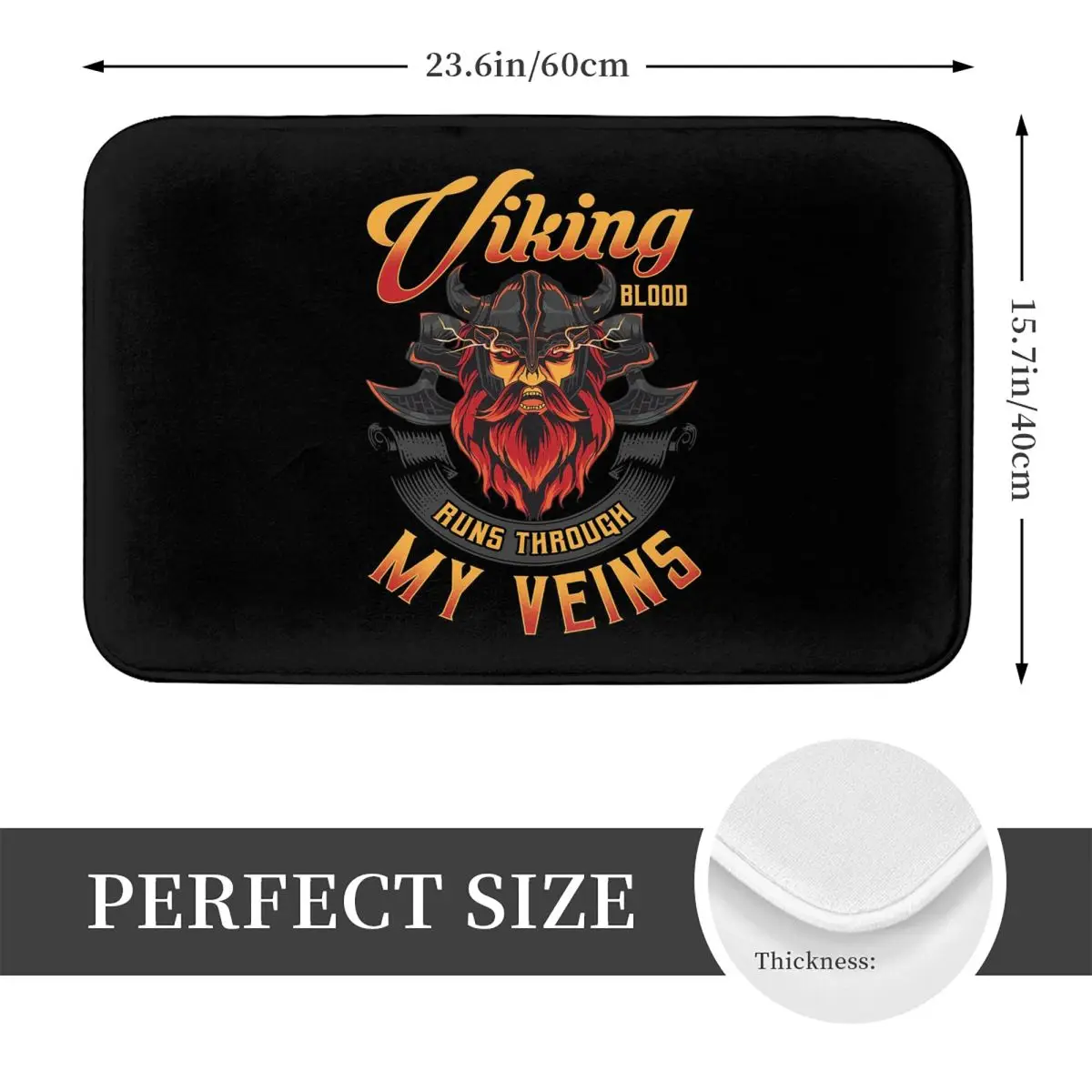 Viking Blood Runs Through My Veins Valhalla Norse Anti-slip Doormat Durable Carpet Rug for Kitchen Entrance Home Room Footpad
