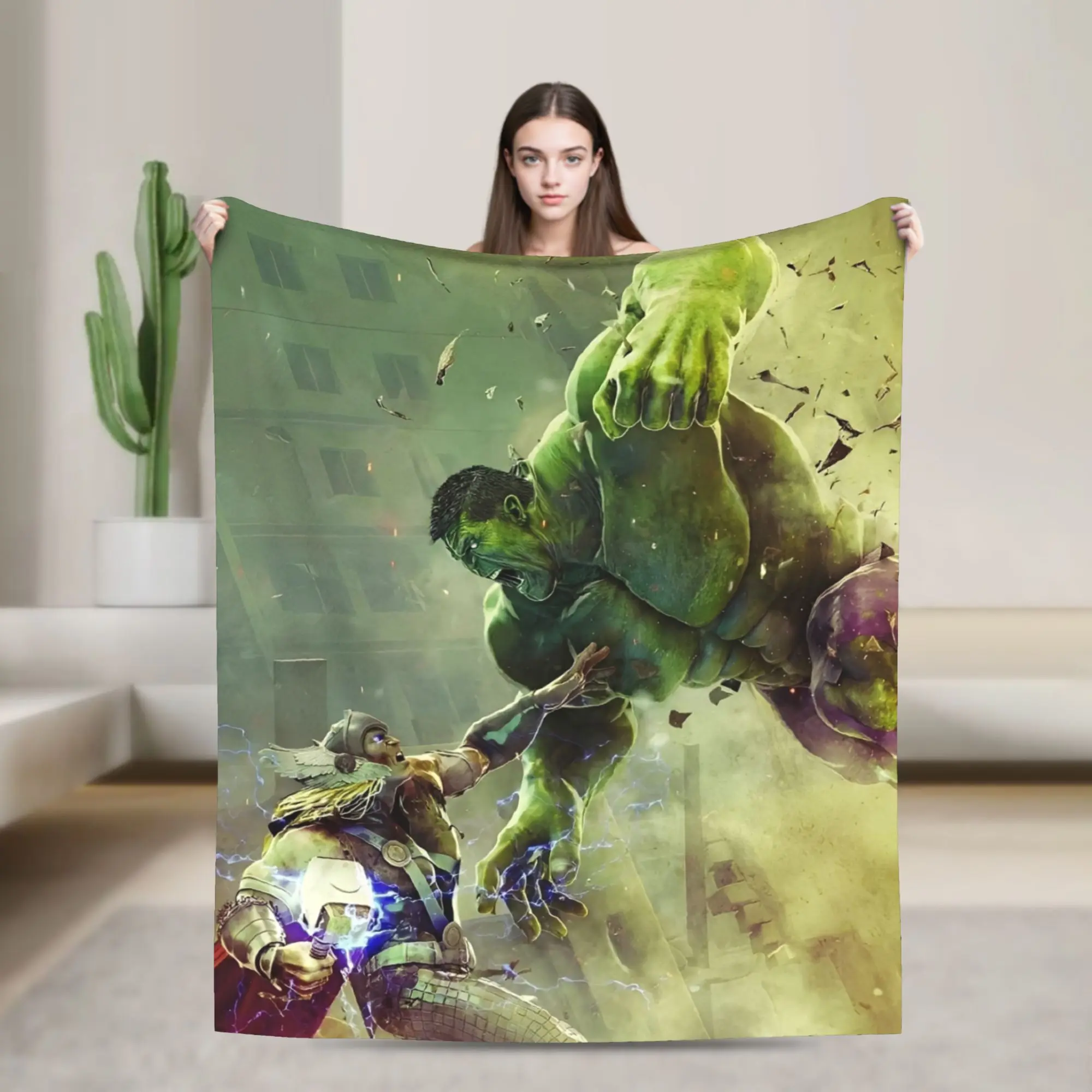 

Superhero Hulk Comic Throw Blanket for Couch Soft Fuzzy Plush Blanket 50x60 Inch Multi-size Bedspread for All Seasons