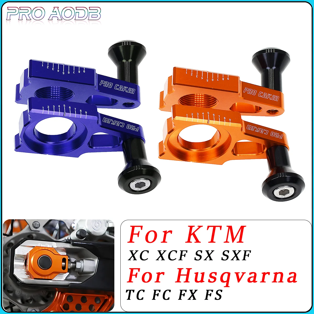 

Motorcycle CNC Rear Chain Adjuster For Husqvarna TC FC TE FE TX FX FS 125 150 250 300 350 450 500 530 2013-2023 Dirt bike parts