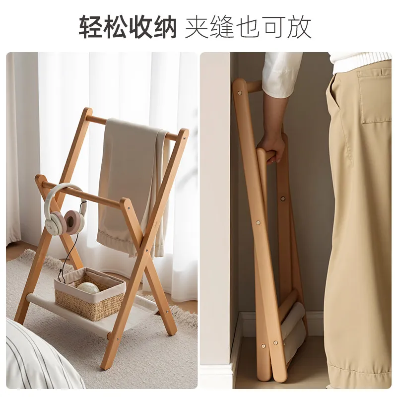 Solid Wood Hangers Wooden Style New Bedroom Clean Clothes Hat Rack Coat Rack, Bedside Clothes Storage Artifact  At Night
