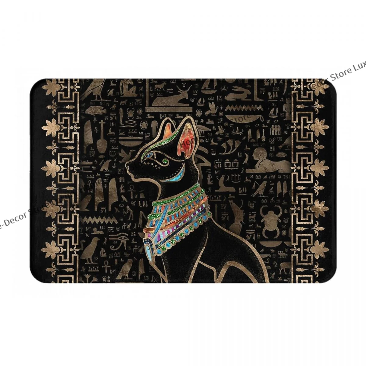 Ancient Egypt Anti-Slip Doormat Living Room Mat Egyptian Cat Bastet Floor Carpet Welcome Rug Indoor Decorative