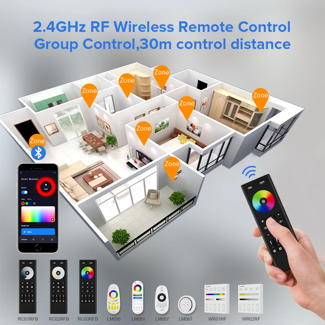 2.4G Tuya WiFi LED Controller Kit Alexa Google Home Bluetooth Voice Control CCT RGB RGBW Dimmer Remote Set DC12V 24V