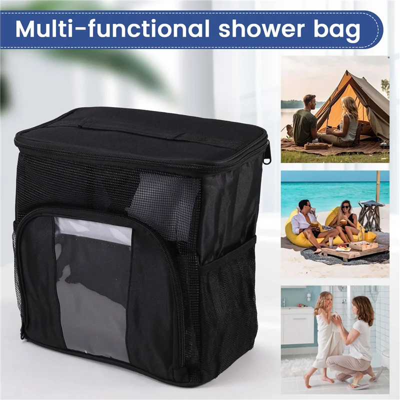 

HRBAJ-Дорожная сумка для душа, быстросохнущая сетчатая сумка для душа, дорожная косметичка для мужчин и женщин