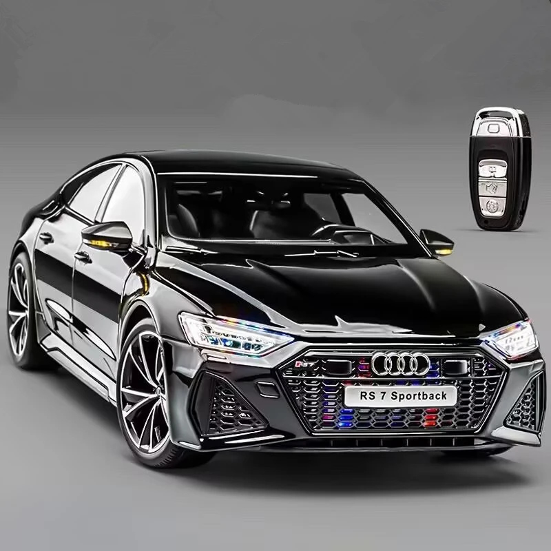 1:18 Key Remote Control Version AUDI RS7 Alloy Sports Car Model Diecast Metal Racing Car Vehicle Model Sound Light Kids Toy Gift