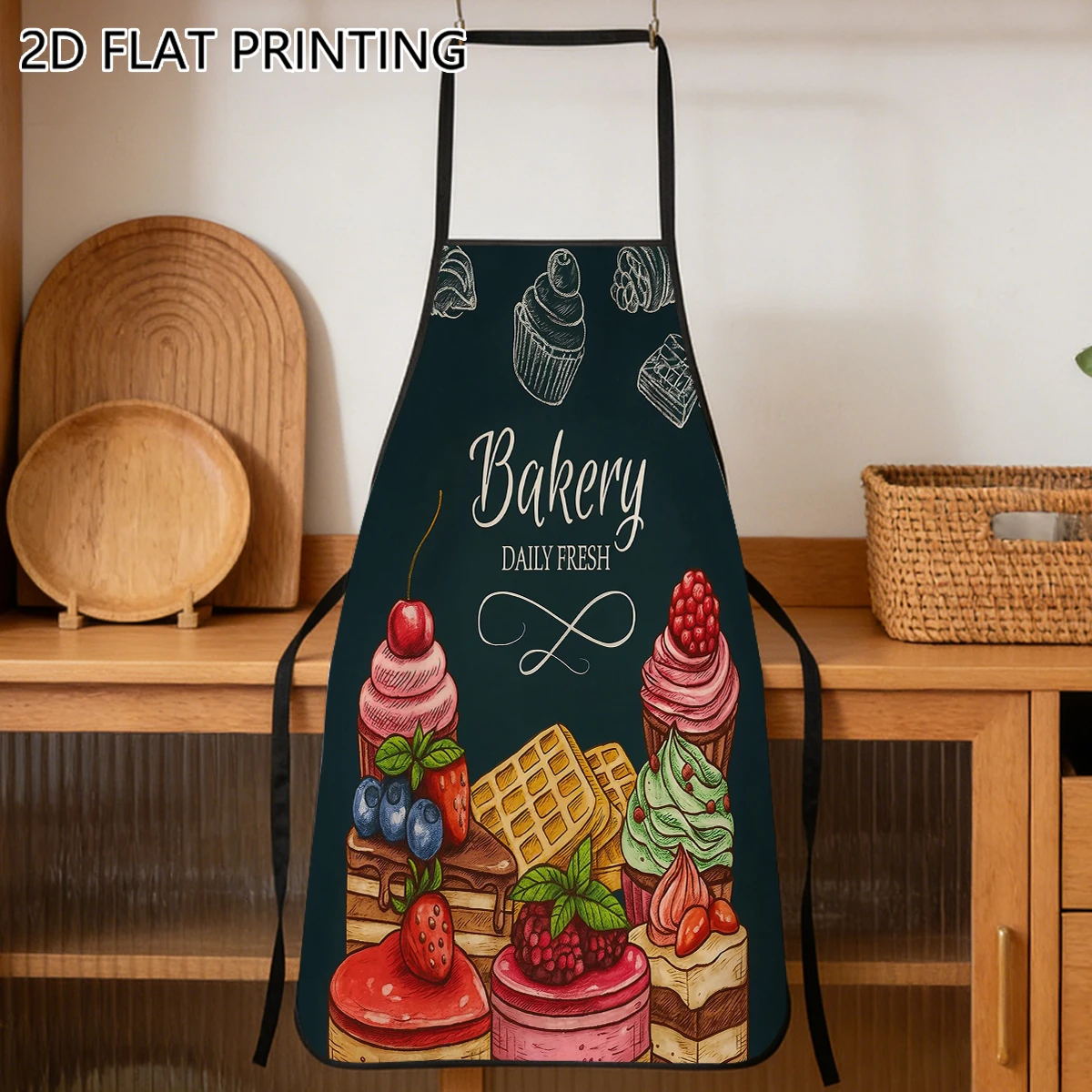 1pc Bakery Cupcake Dessert Pattern Apron For Baker Home Kitchen Baking Use