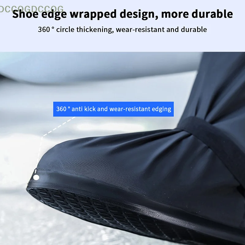 1 pair Men's Long Tube Rain Boot Protector Wear-Resistant Thickened Water Shoe Cover for Outdoor