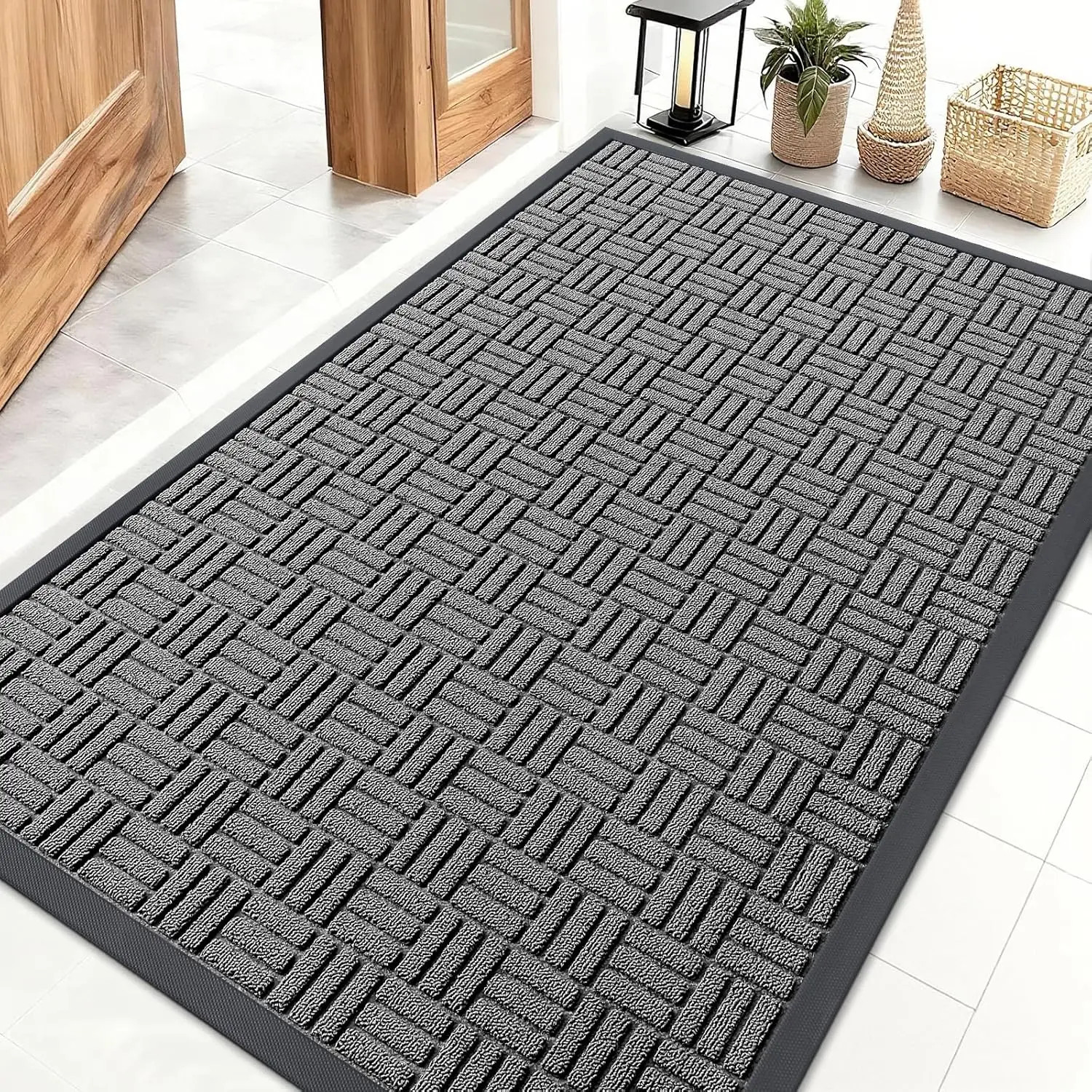 

Придверный коврик для улицы 47x32, впитывающий, сверхпрочный, из натурального каучука, для использования внутри и снаружи помещений, устойчивый к пятнам и выцветанию