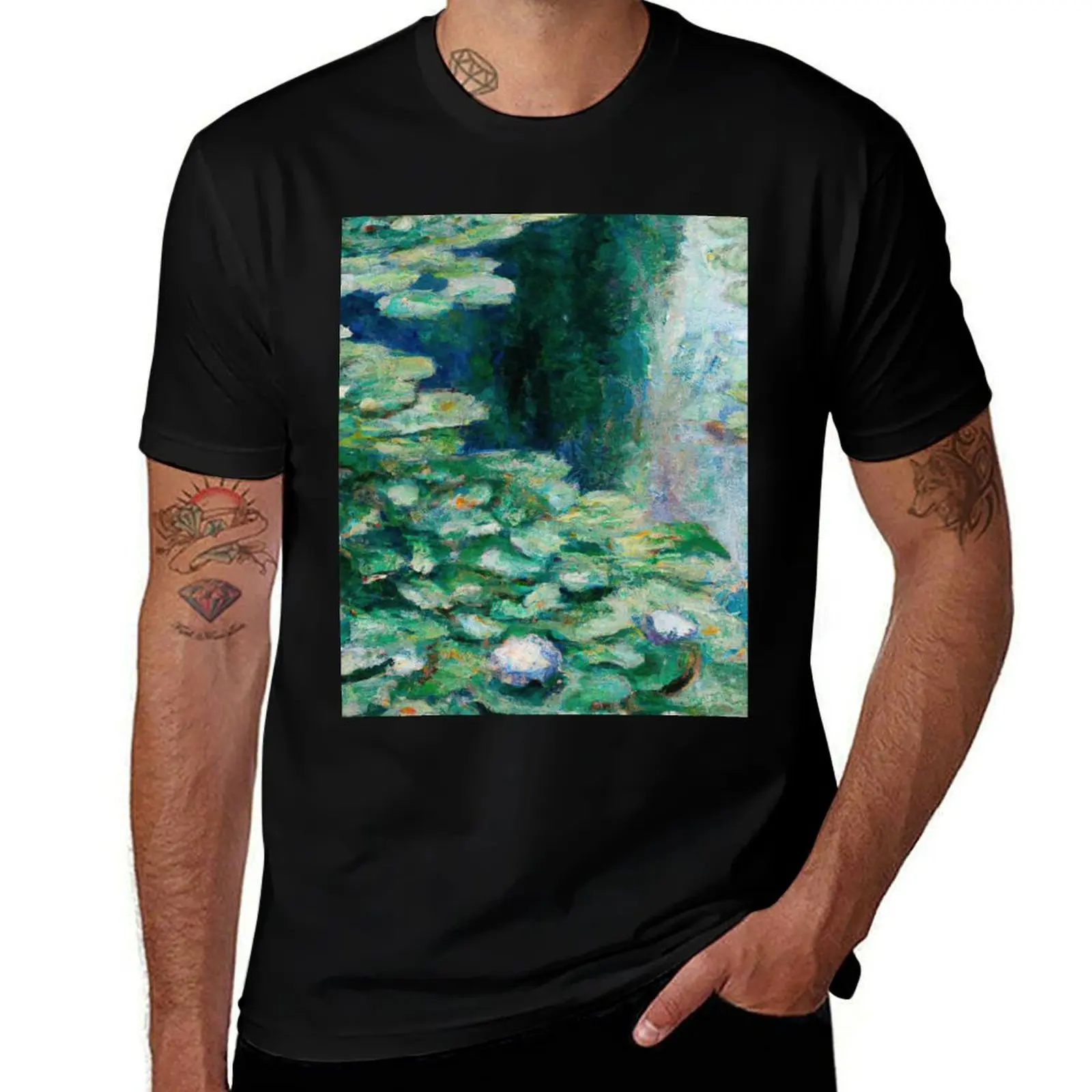 Water Lilies Monet T-Shirt Running Performance Short Sleeve Tee T-Shirt
