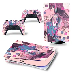 Anime Cute Girl DVA PS5 Disc Skin Sticker Decal Cover for Console and 2 Controllers PS5 Disk Skin Sticker Vinyl