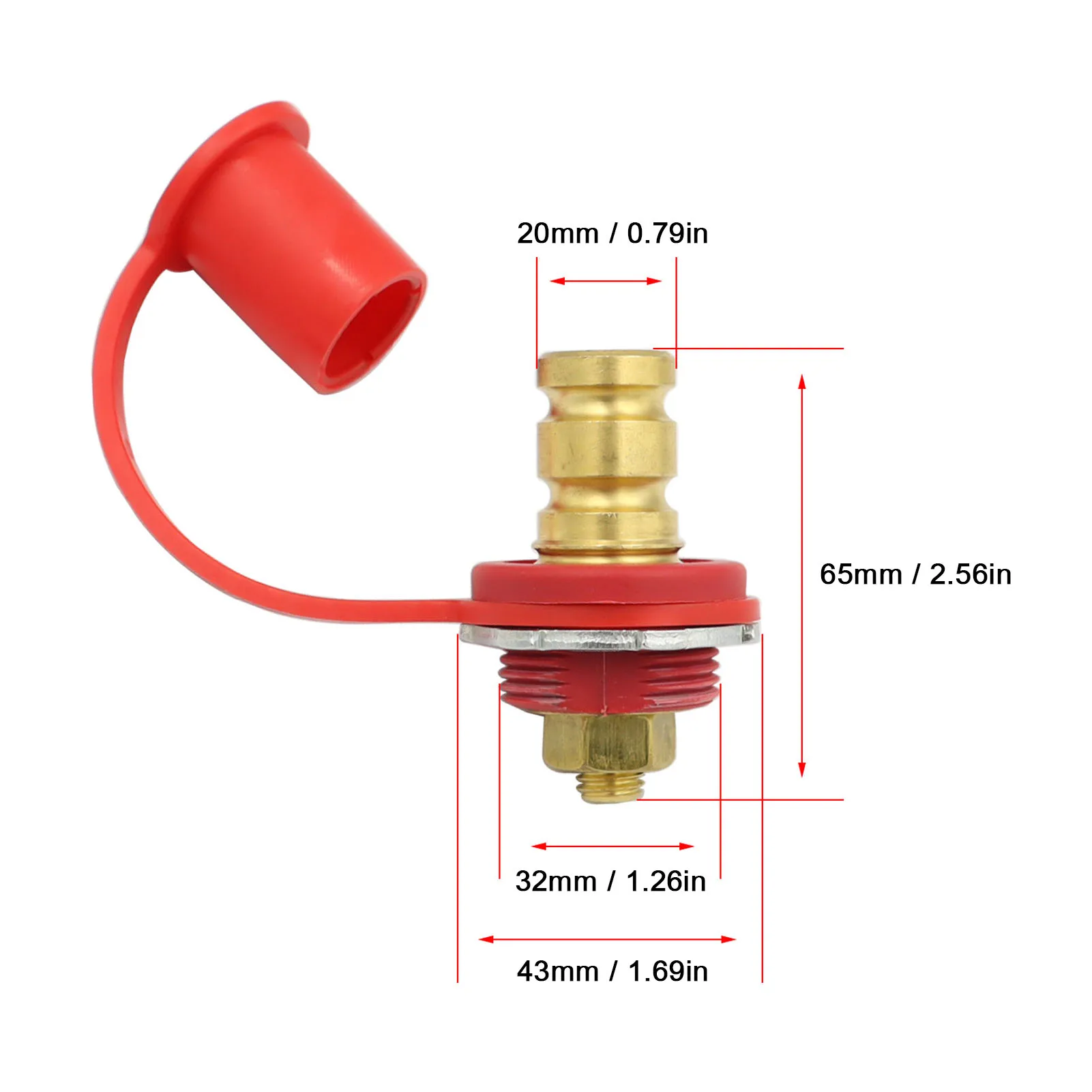 Battery  Post Kit 20mm Stud  Car RV Truck Charging Pile Jumper Terminal Black Red Battery  Post Kit
