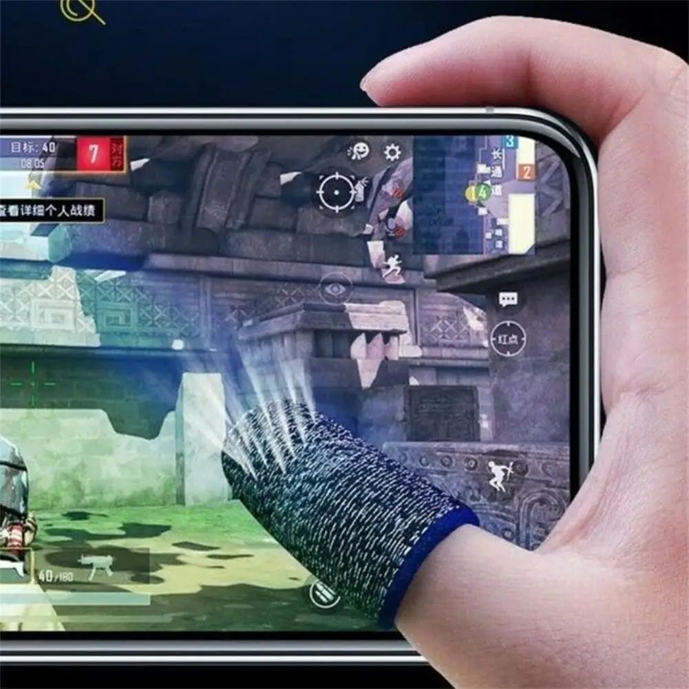 1 Pair Gaming Finger Sleeves 18-pin Ultra-thin Copper Fiber Finger Cots Breathable Fingertips Compatible For Pubg Mobile Games