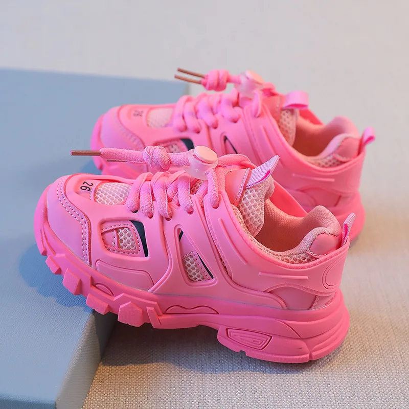 2025 Spring New Children Sneakers Boys Breathable Running Shoes Girls Fashion Clunky Sneaker Baby Candy Color Casual Shoes